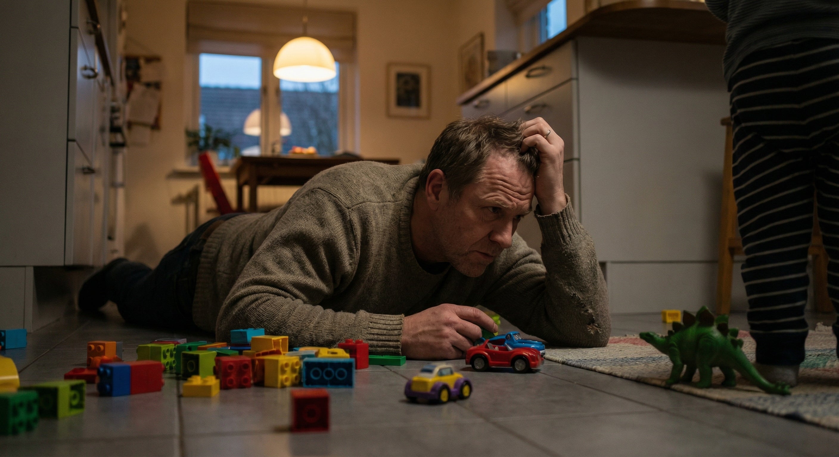 Father on kitchen floor in pain