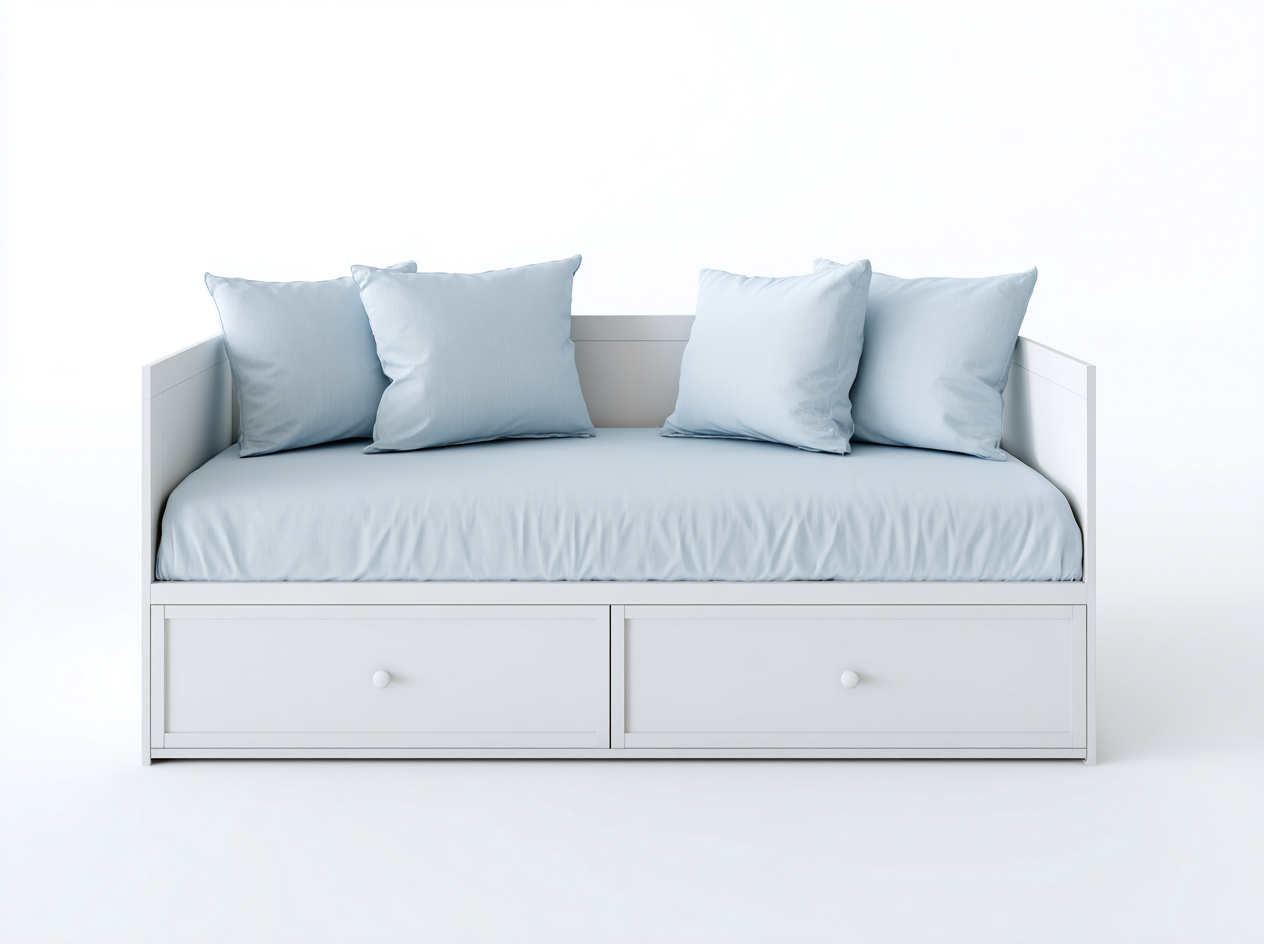 Canapé lit en bois 200x90x85 cm - blanc - design scandinave avec rangement pour salon et chambre-Havengohome