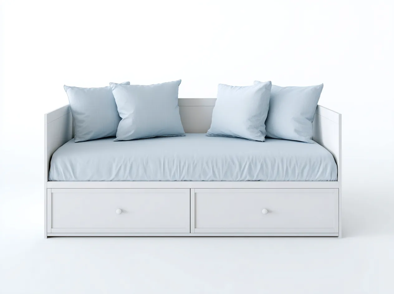 Canapé lit en bois 200x90x85 cm - blanc - design scandinave avec rangement pour salon et chambre-Havengohome