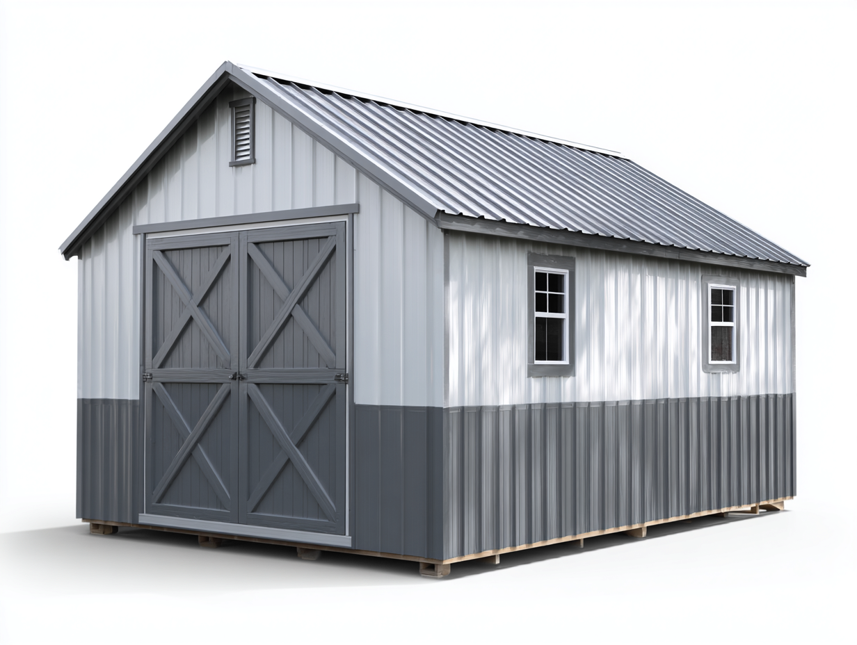 Abri de jardin en métal 240x180x210 cm - blanc et gris - style moderne pour extérieur-Havengohome