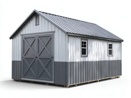 Abri de jardin en métal 240x180x210 cm - blanc et gris - style moderne pour extérieur-Havengohome