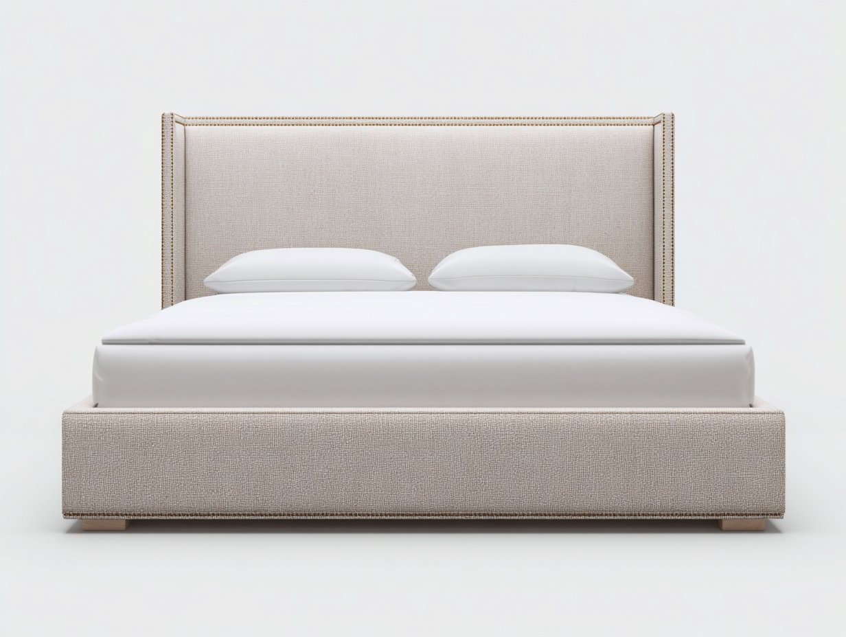 Lit double tissu rembourré 210x170x100 cm - beige clair - design élégant-Havengohome