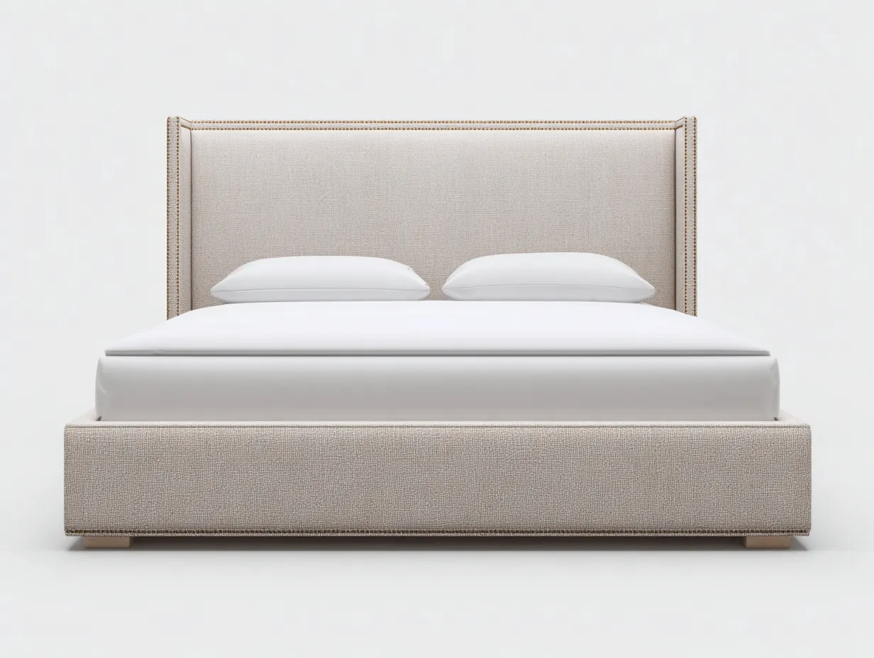 Lit double tissu rembourré 210x170x100 cm - beige clair - design élégant-Havengohome