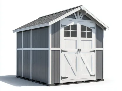 Abri de jardin en bois avec double porte 210x180x220 cm - Gris et blanc - Design traditionnel-Havengohome