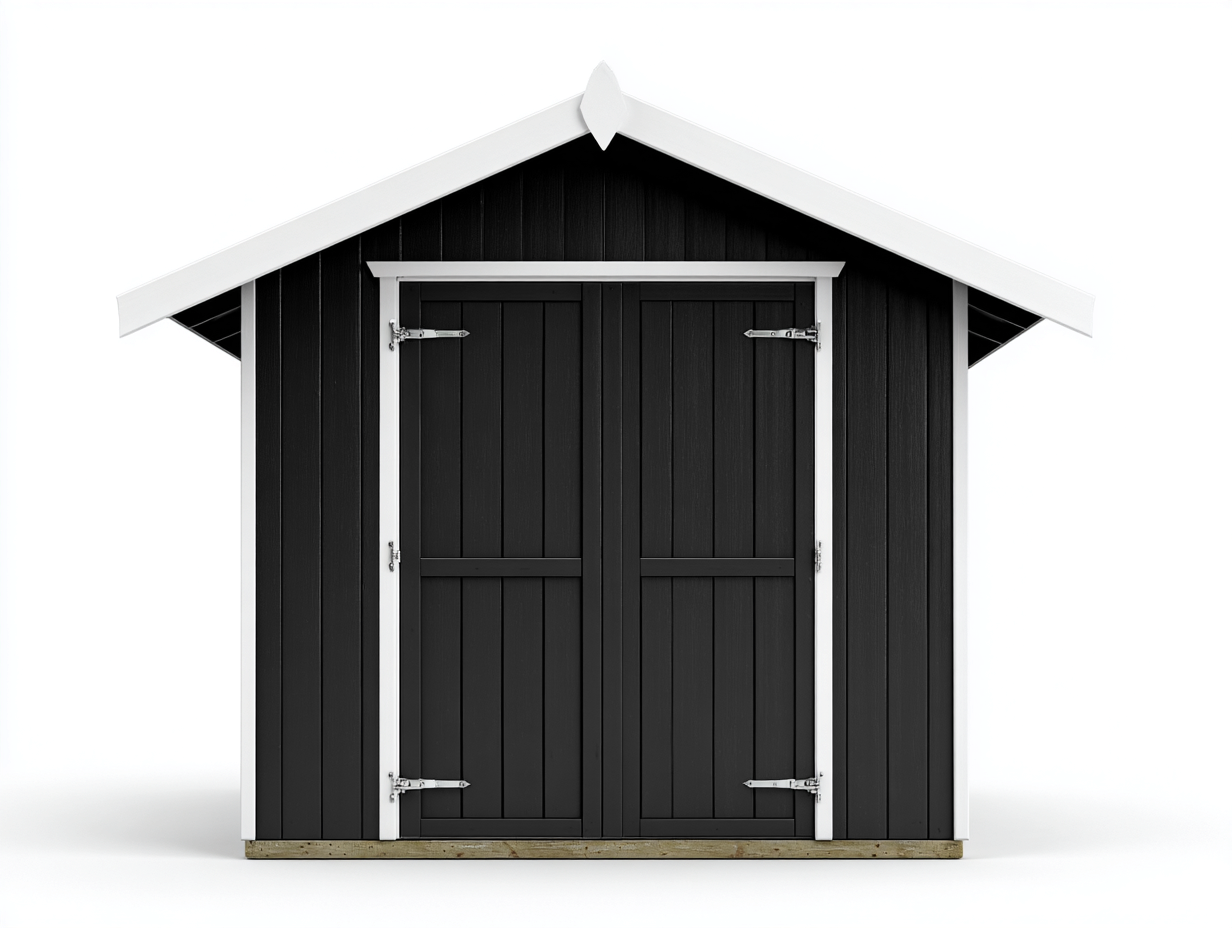 Abri de jardin en bois 220x180x215 cm - noir-blanc - style classique pour extérieur-Havengohome