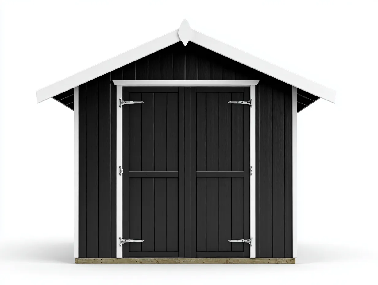 Abri de jardin en bois 220x180x215 cm - noir-blanc - style classique pour extérieur-Havengohome