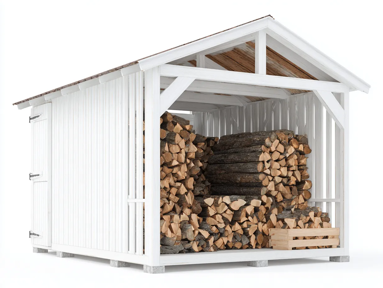 Abri à bûches en bois 200x80x190 cm - blanc - style traditionnel pour jardin-Havengohome