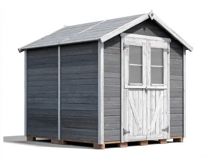 Abri de jardin en bois 210x180x220 cm - gris et blanc - style rustique extérieur-Havengohome