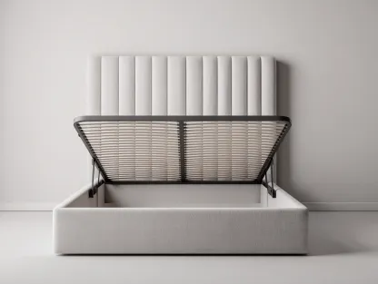 Lit double en tissu avec coffre 210x170x115 cm - beige clair - design contemporain pour chambre-Havengohome