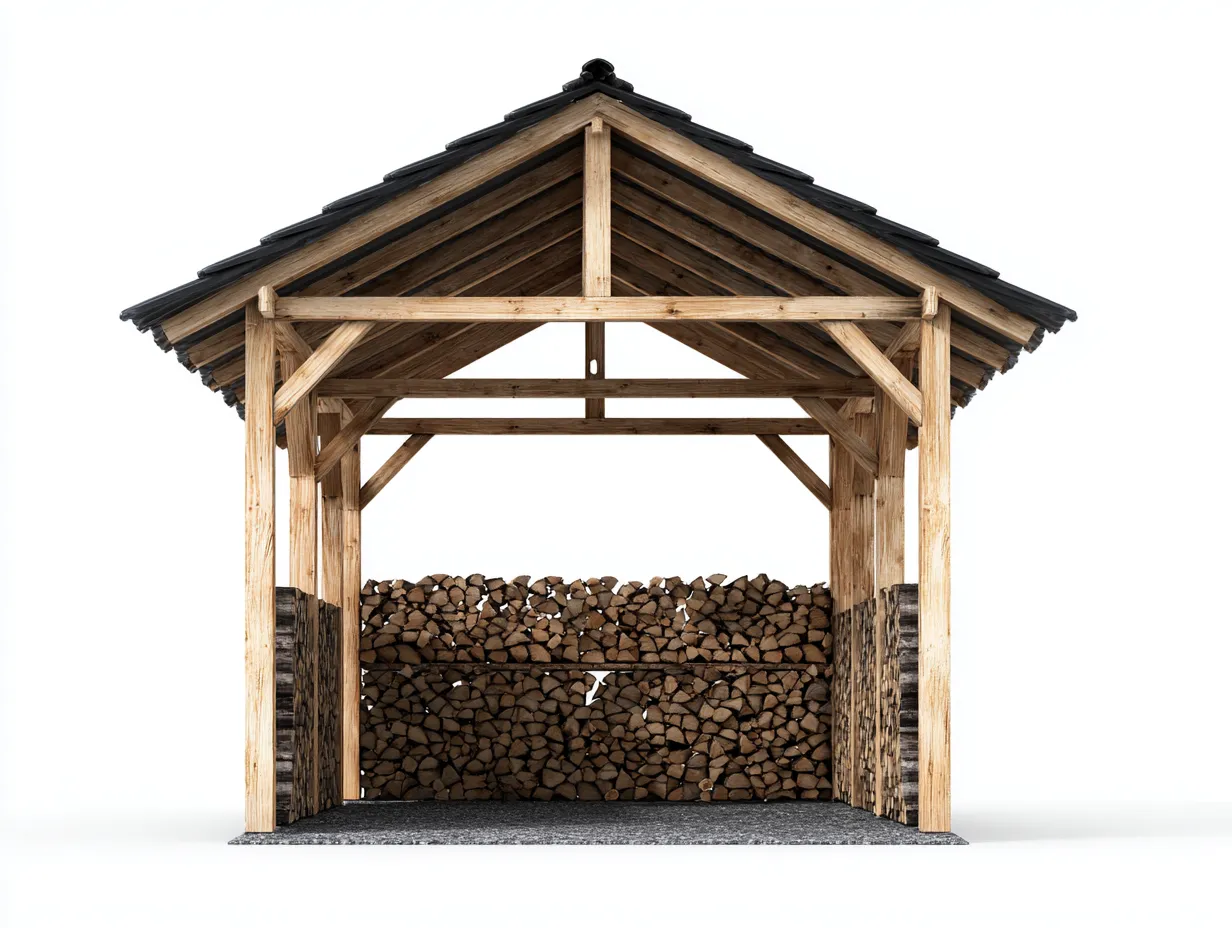 Abri à bûches en bois avec toiture inclinée 200x80x190 cm - Bois naturel - Design rustique-Havengohome