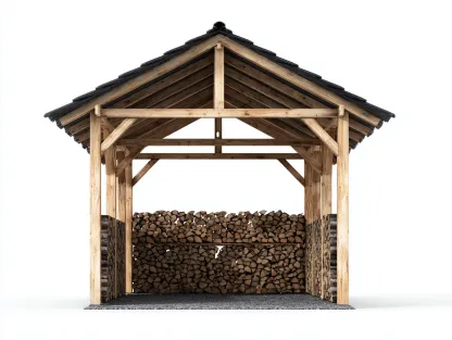 Abri à bûches en bois avec toiture inclinée 200x80x190 cm - Bois naturel - Design rustique-Havengohome