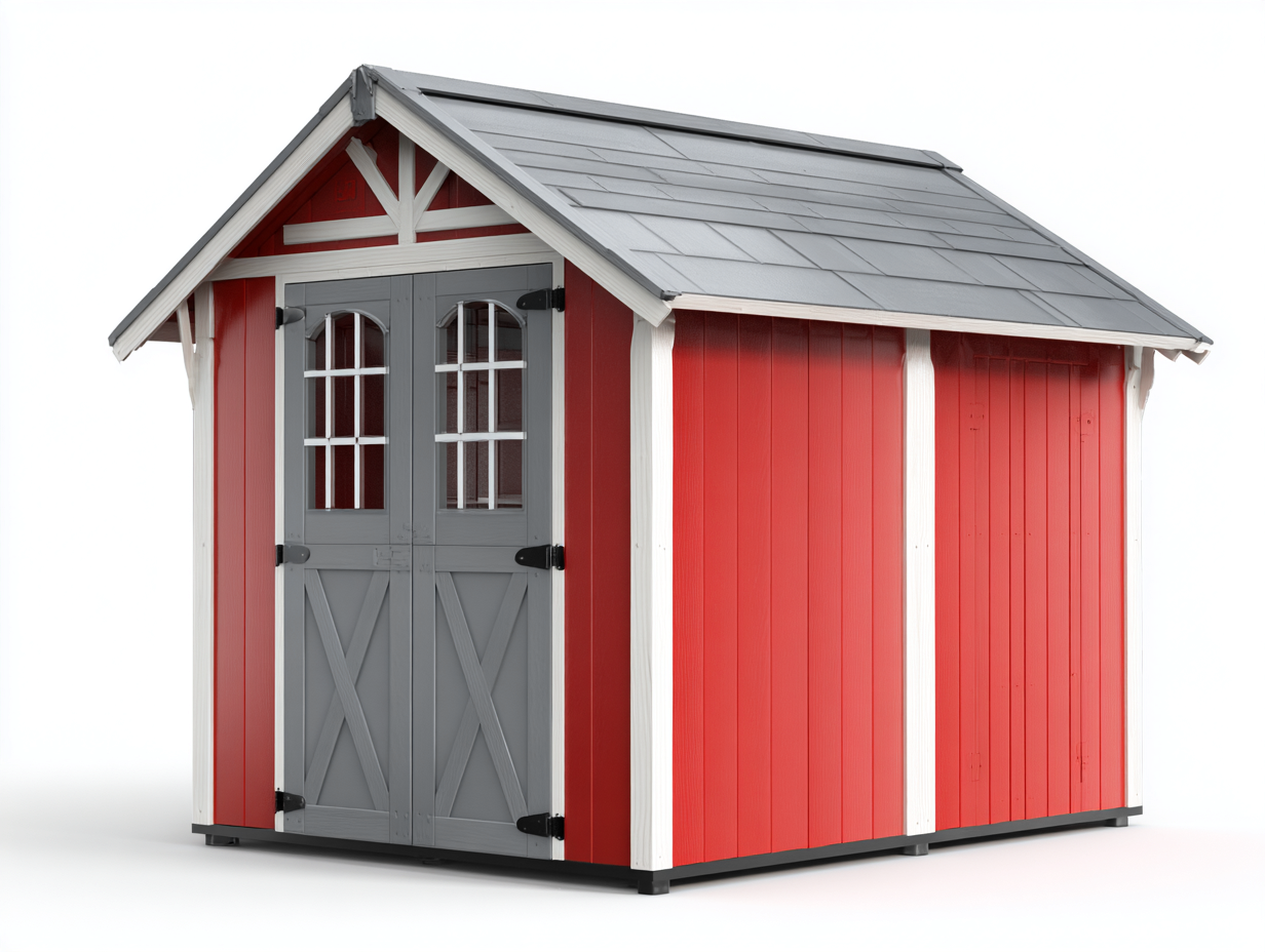 Abri de jardin bois peint 180x140x200 cm - rouge-gris - rangement extérieur compact-Havengohome