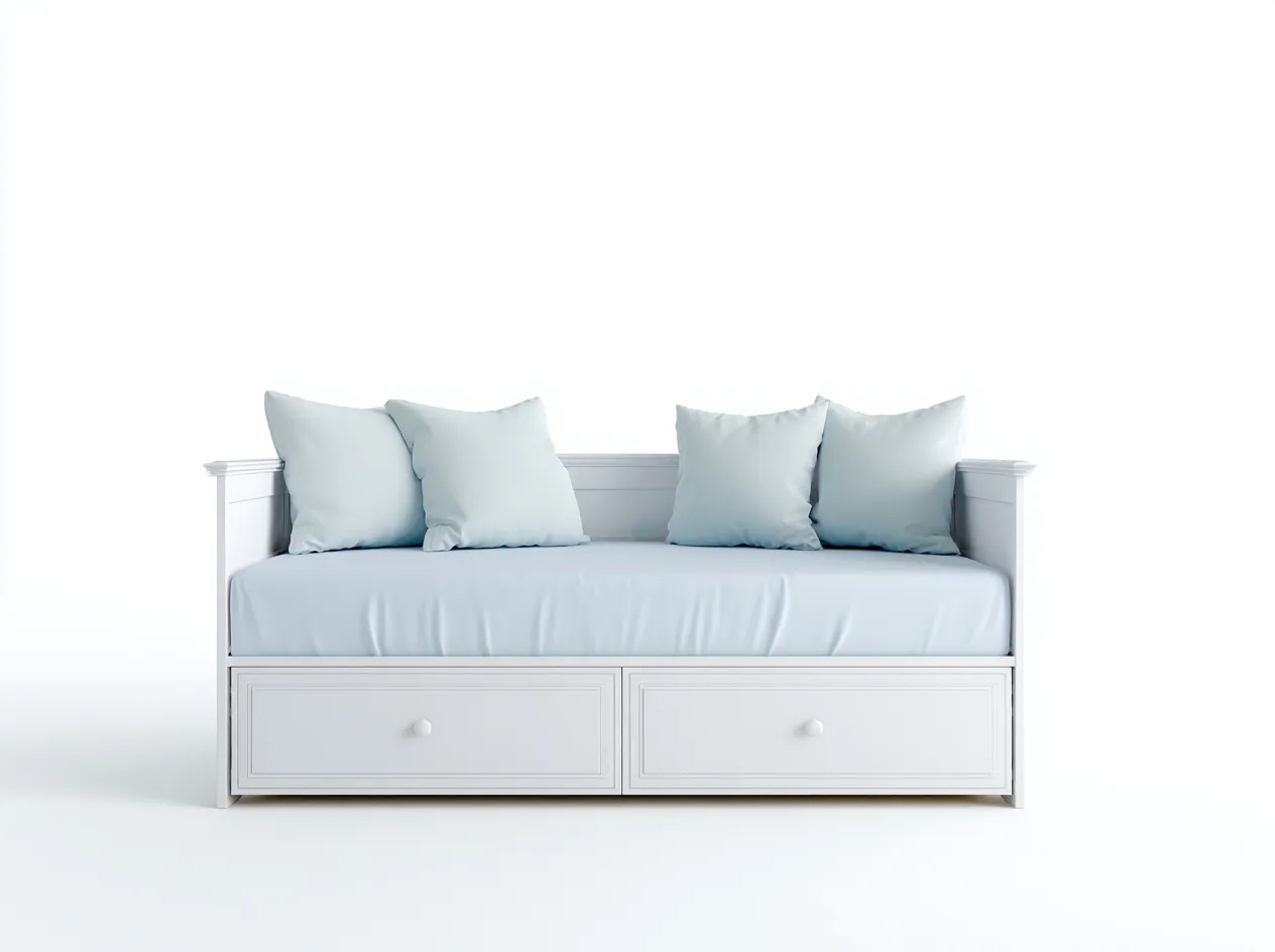 Canapé lit bois 200x90x85 cm - blanc - avec rangements intégrés-Havengohome