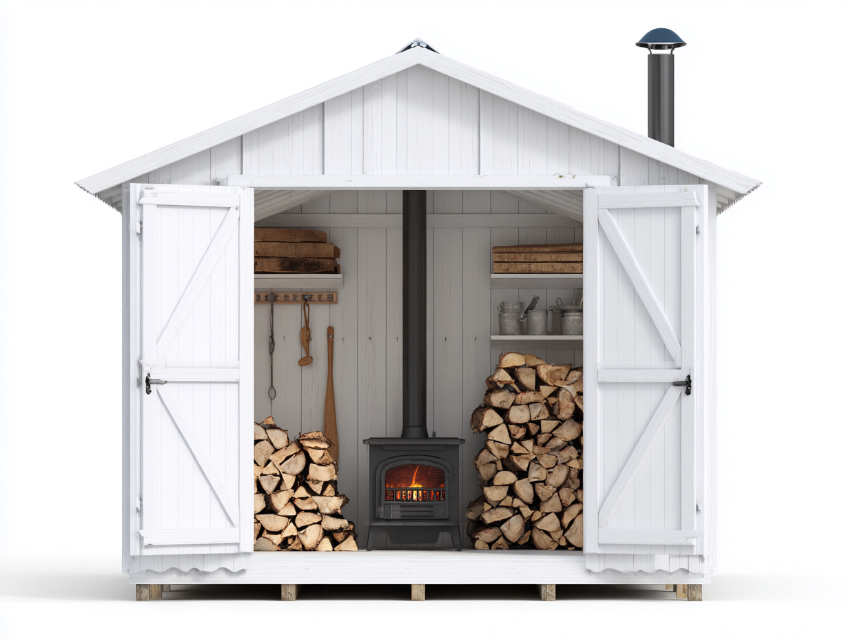 Abri à bûches en bois avec double porte 210x120x200 cm - Blanc - Design traditionnel-Havengohome