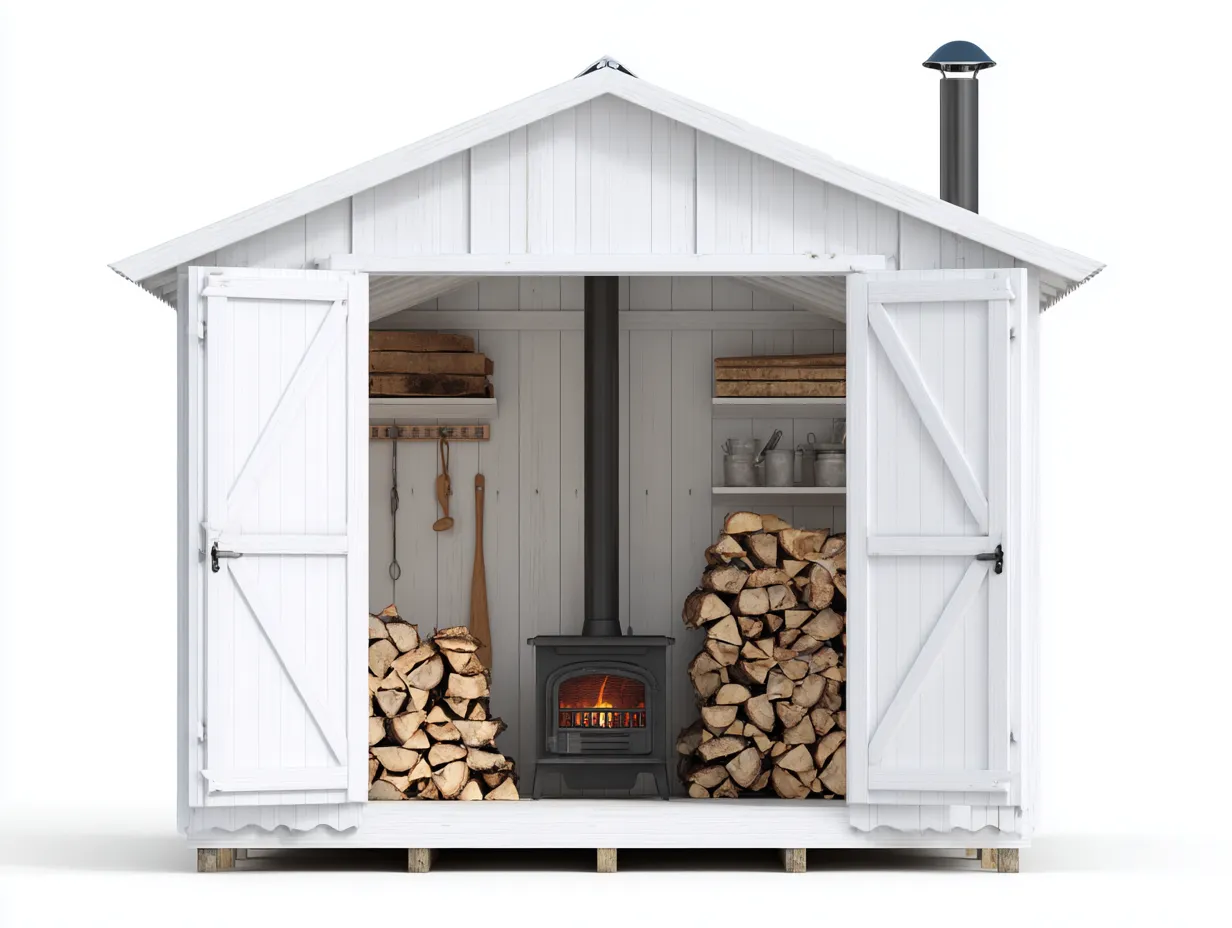 Abri à bûches en bois avec double porte 210x120x200 cm - Blanc - Design traditionnel-Havengohome