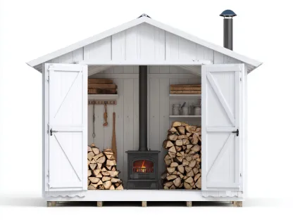 Abri à bûches en bois avec double porte 210x120x200 cm - Blanc - Design traditionnel-Havengohome