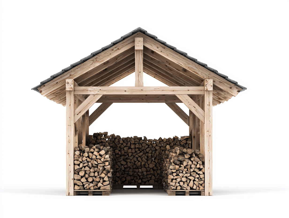 Abri à bûches en bois 180x70x180 cm - bois naturel - style rustique pour jardin-Havengohome