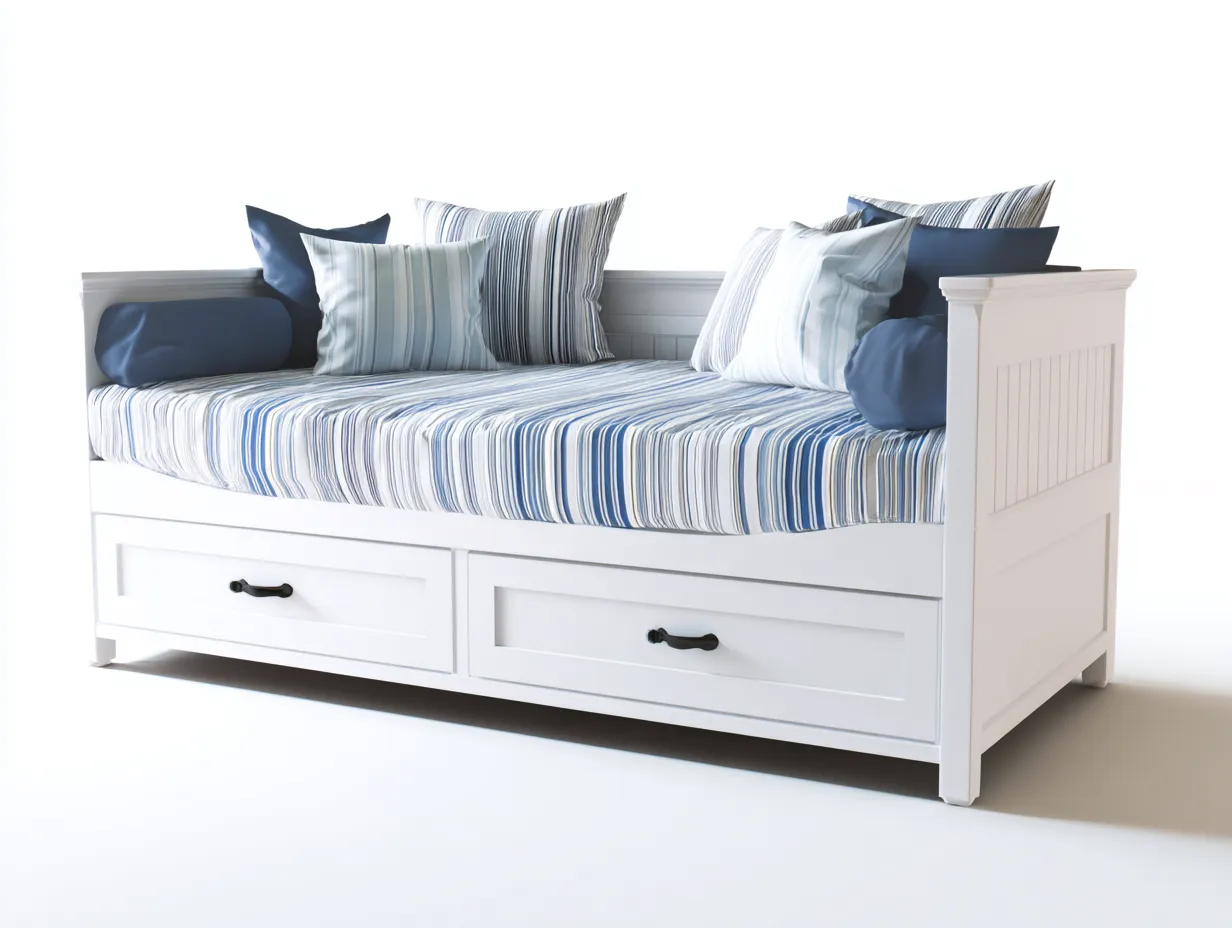 Canapé lit en bois avec tiroirs intégrés 200x90x85 cm - Blanc - Design classique-Havengohome