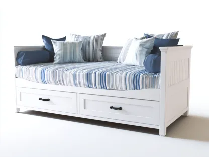 Canapé lit en bois avec tiroirs intégrés 200x90x85 cm - Blanc - Design classique-Havengohome