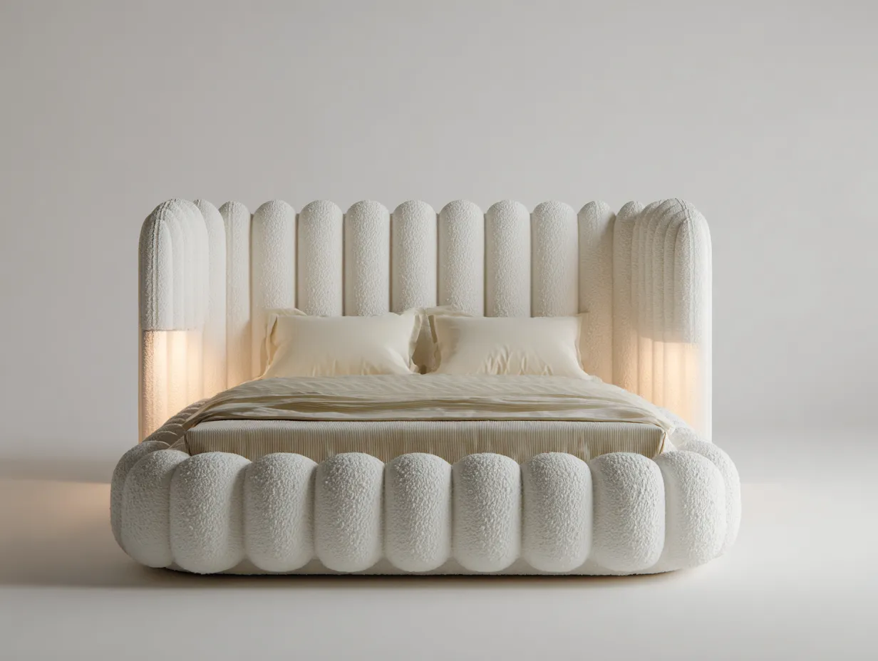 Doppelbett-Stoff-218x186x110 cm-Cremeweiß-Modern-Sofamypad