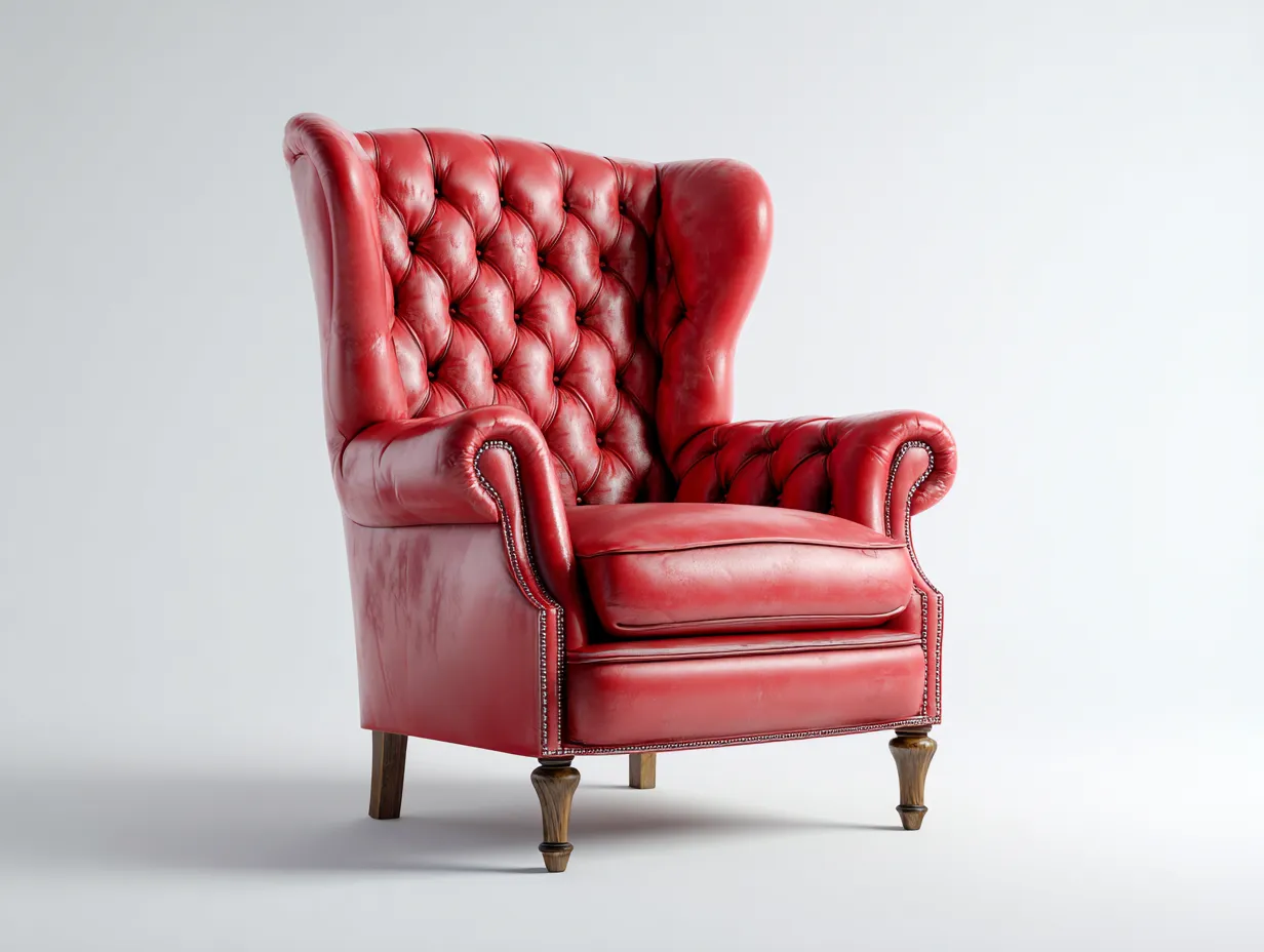 Ledersessel - Leder-Holz - 92x88x106 cm - Rotweinrot - klassischer Stil-Sofamypad