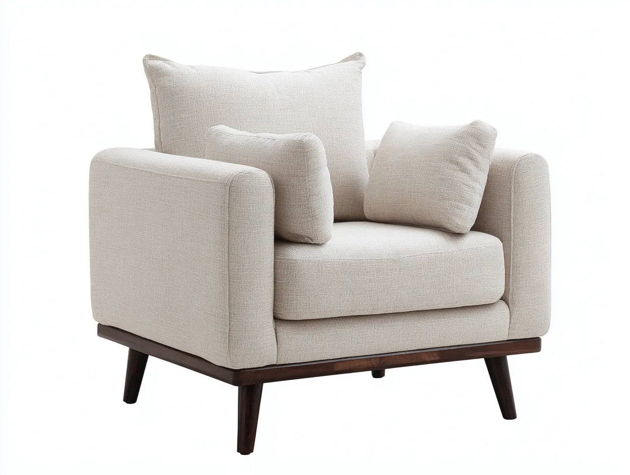 Stoffsessel - Stoff-Holz - 86x84x80 cm - Beige - Zeitlos Modern-Sofamypad