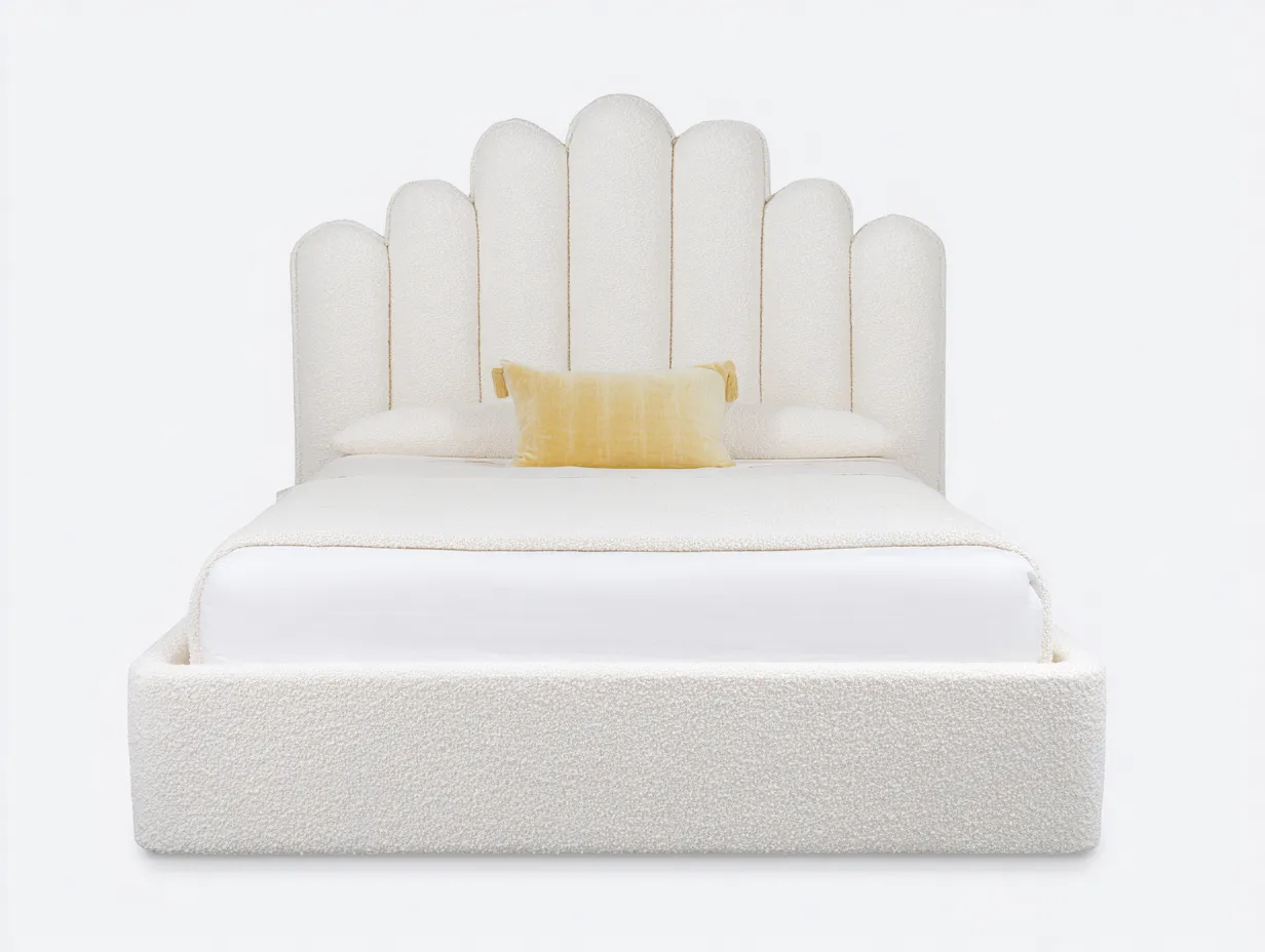 Doppelbett-Stoff-216x184x120 cm-Cremeweiß-Modern-Sofamypad