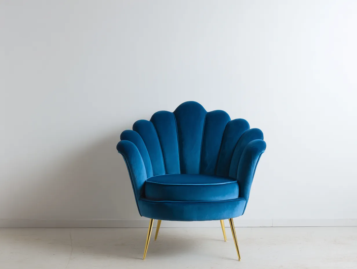 Stoffsessel - Samtstoff-Metall - 78x76x82 cm - Blau - Moderner Glamour-Sofamypad