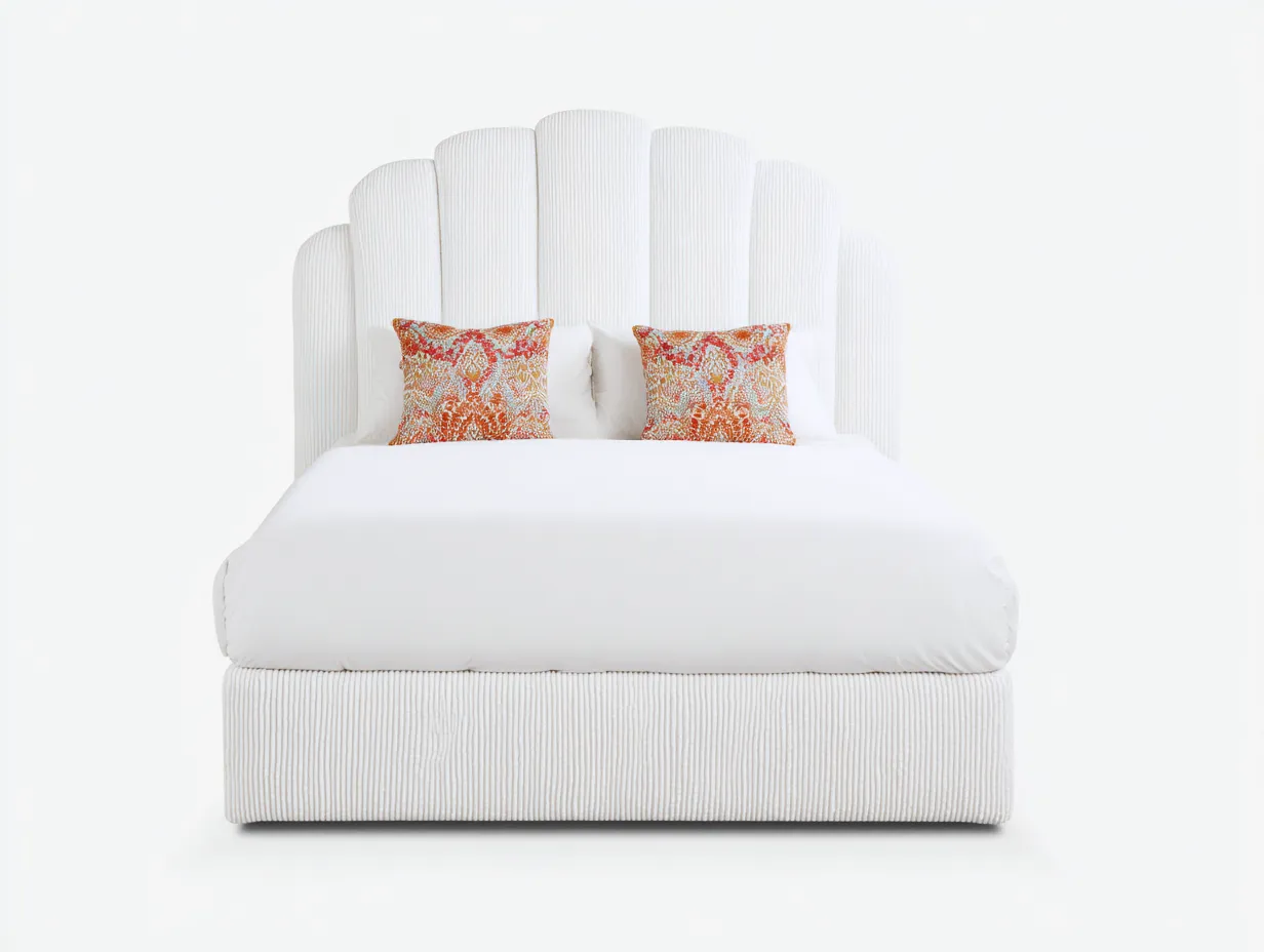 Doppelbett-Stoff-218x186x122 cm-Cremeweiß-Modern-Sofamypad