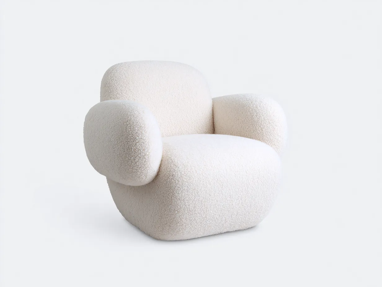 Stoffsessel - Boucléstoff - 83x81x79 cm - Cremeweiß - Zeitgenössischer Minimalismus-Sofamypad