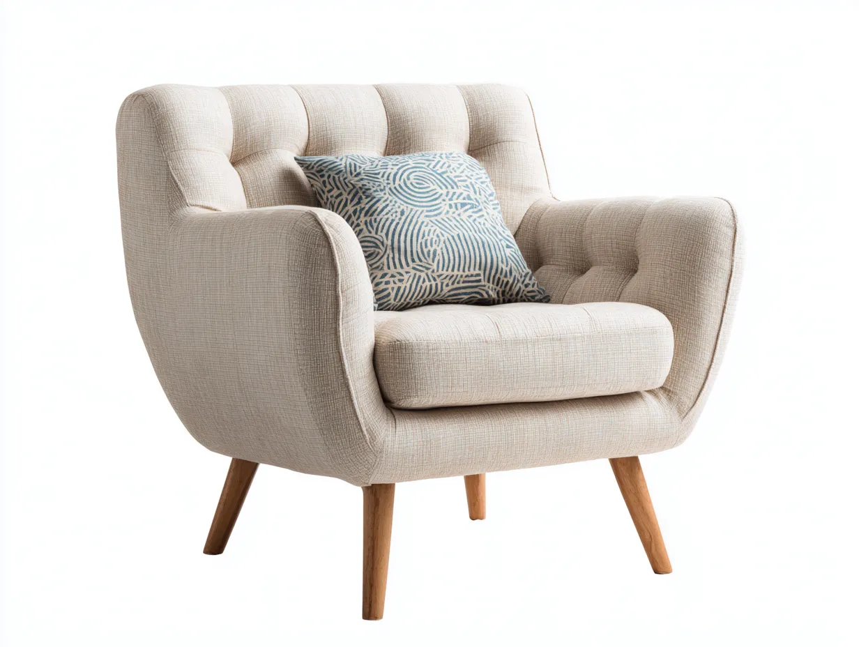 Stoffsessel - Stoff-Holz - 84x80x82 cm - Beige - Skandinavischer Komfortstil-Sofamypad