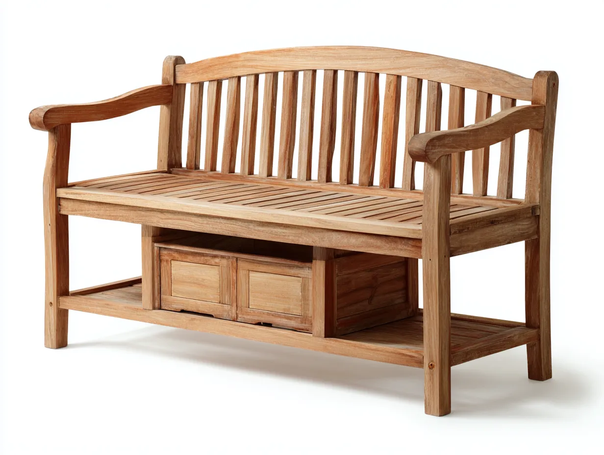 Banc de jardin bois massif avec rangement intégré 140x60x85 cm - bois naturel - style classique extérieur-Roomuphut