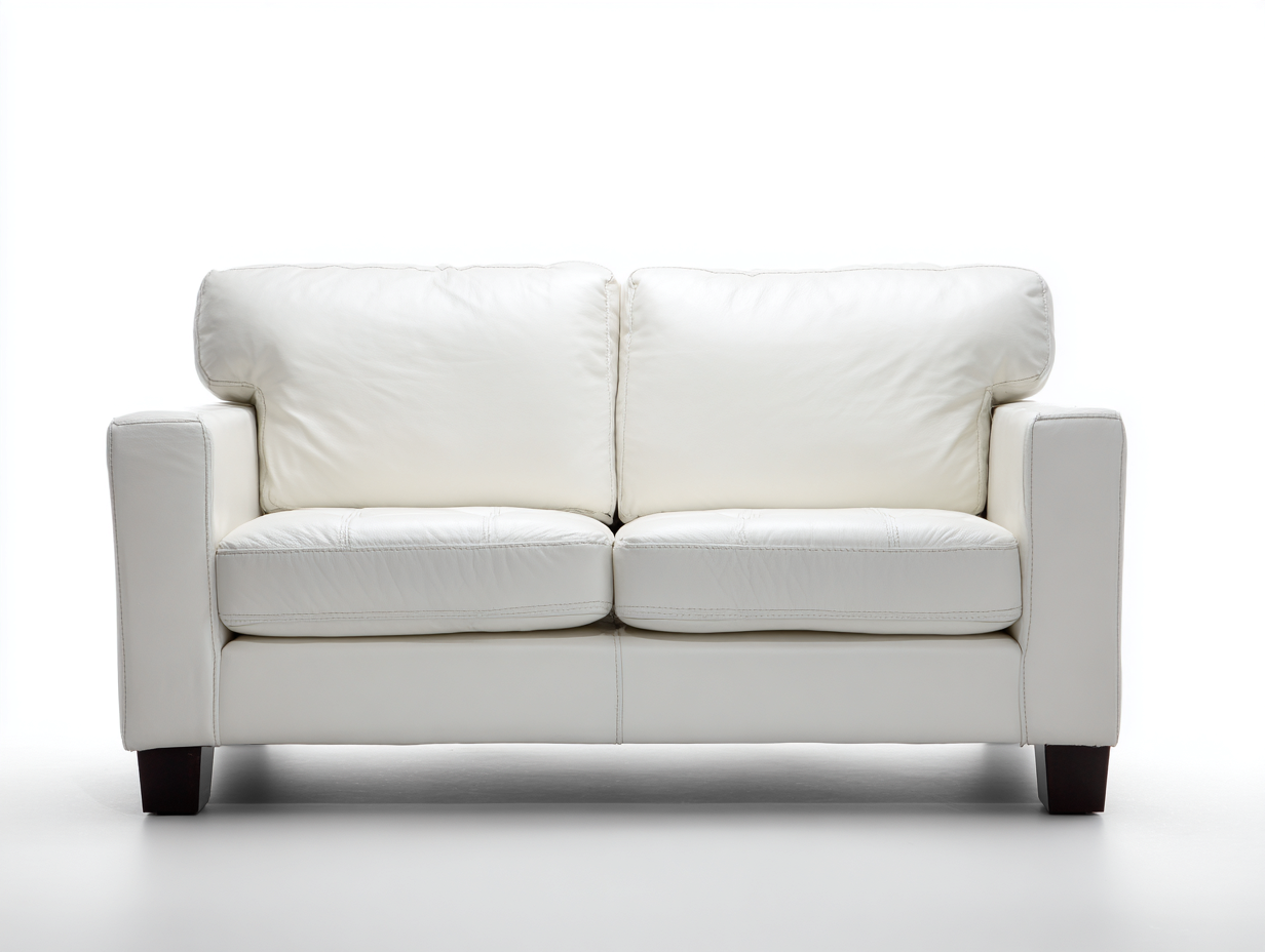 Canapé 2 places en cuir 165x88x82 cm - blanc - style contemporain pour salon-Roomuphut