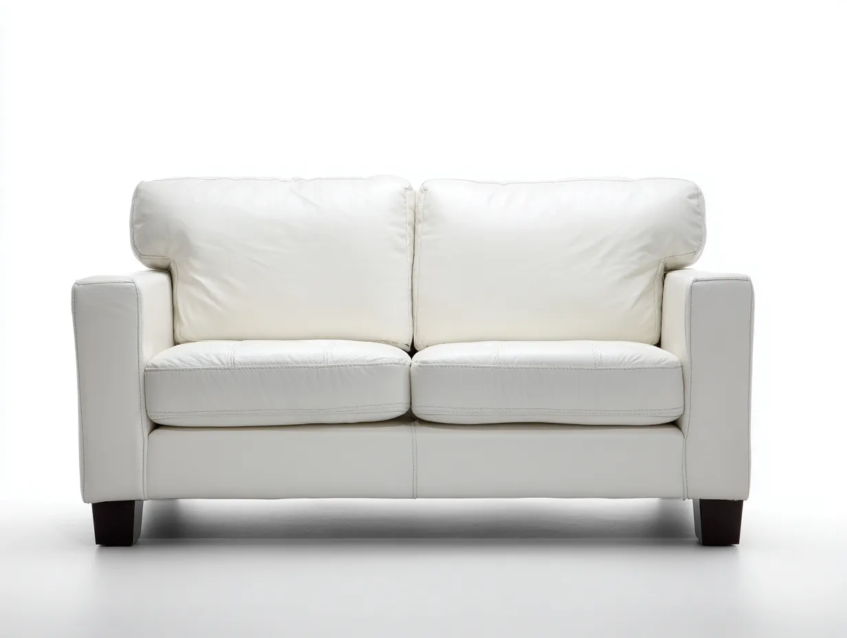 Canapé 2 places en cuir 165x88x82 cm - blanc - style contemporain pour salon-Roomuphut