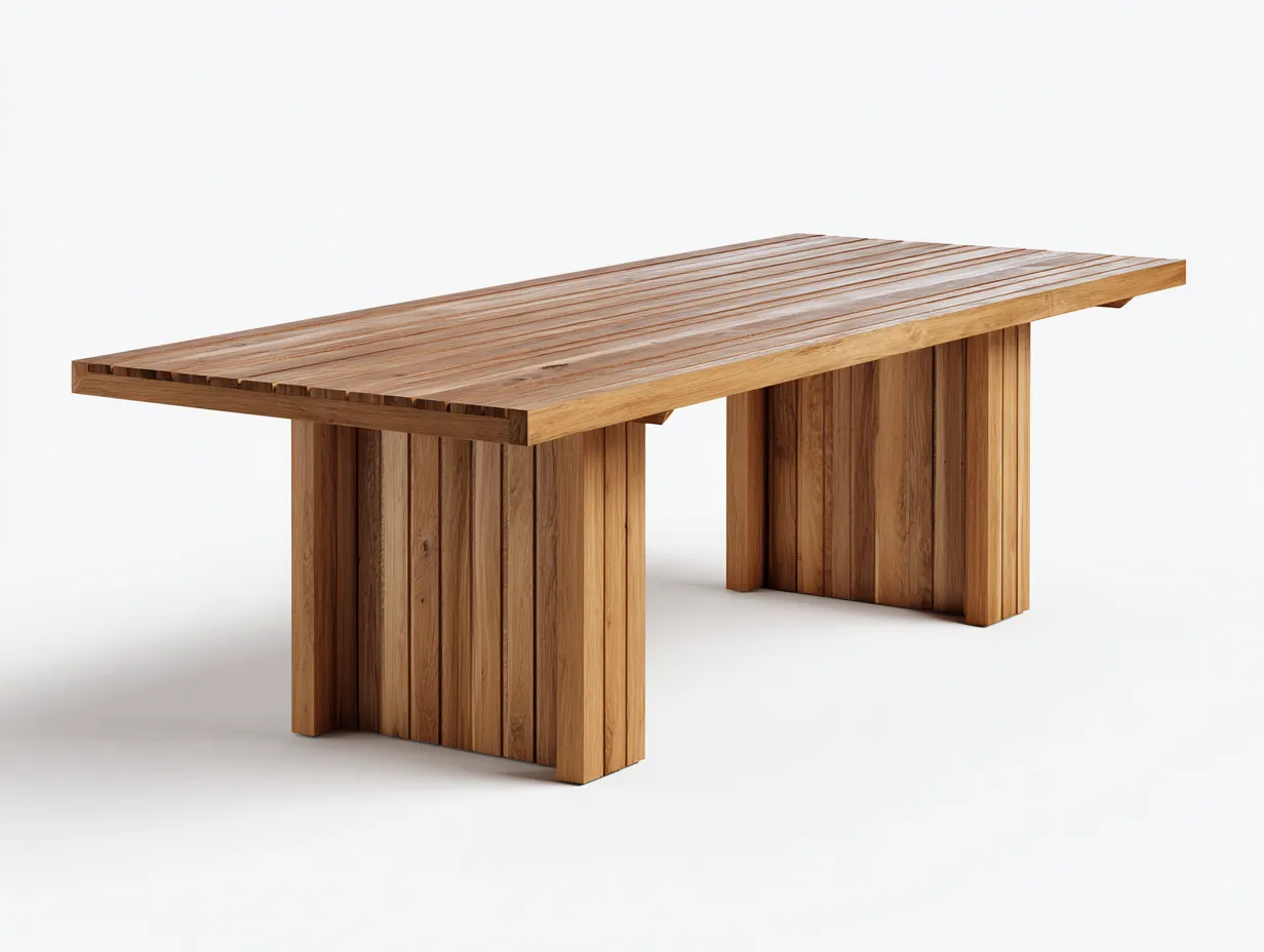 Table de jardin bois massif rectangulaire 200x90x75 cm - bois naturel - style contemporain extérieur-Roomuphut
