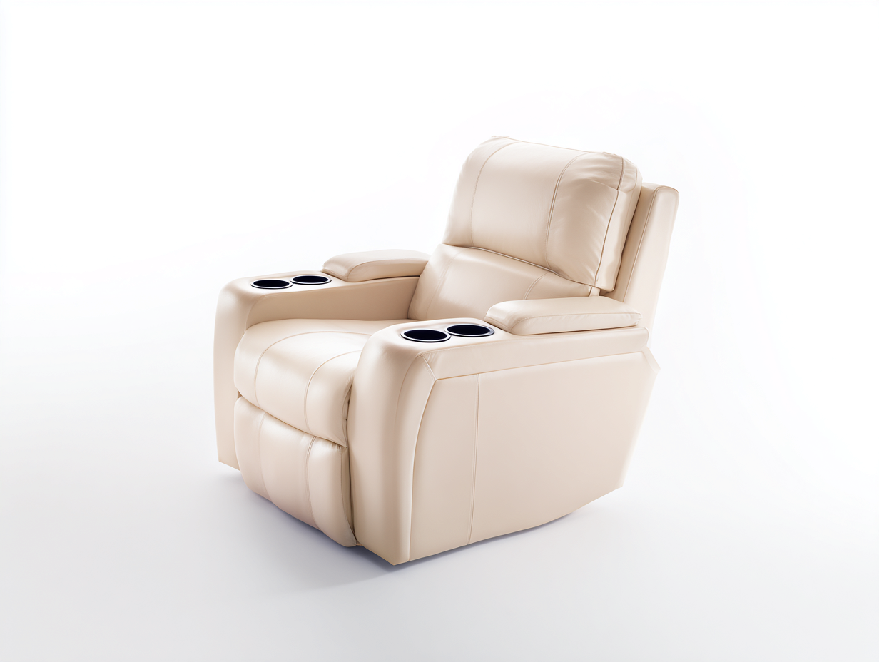 Fauteuil relax en cuir rembourré 95x95x105 cm - beige - style confort moderne-Roomuphut