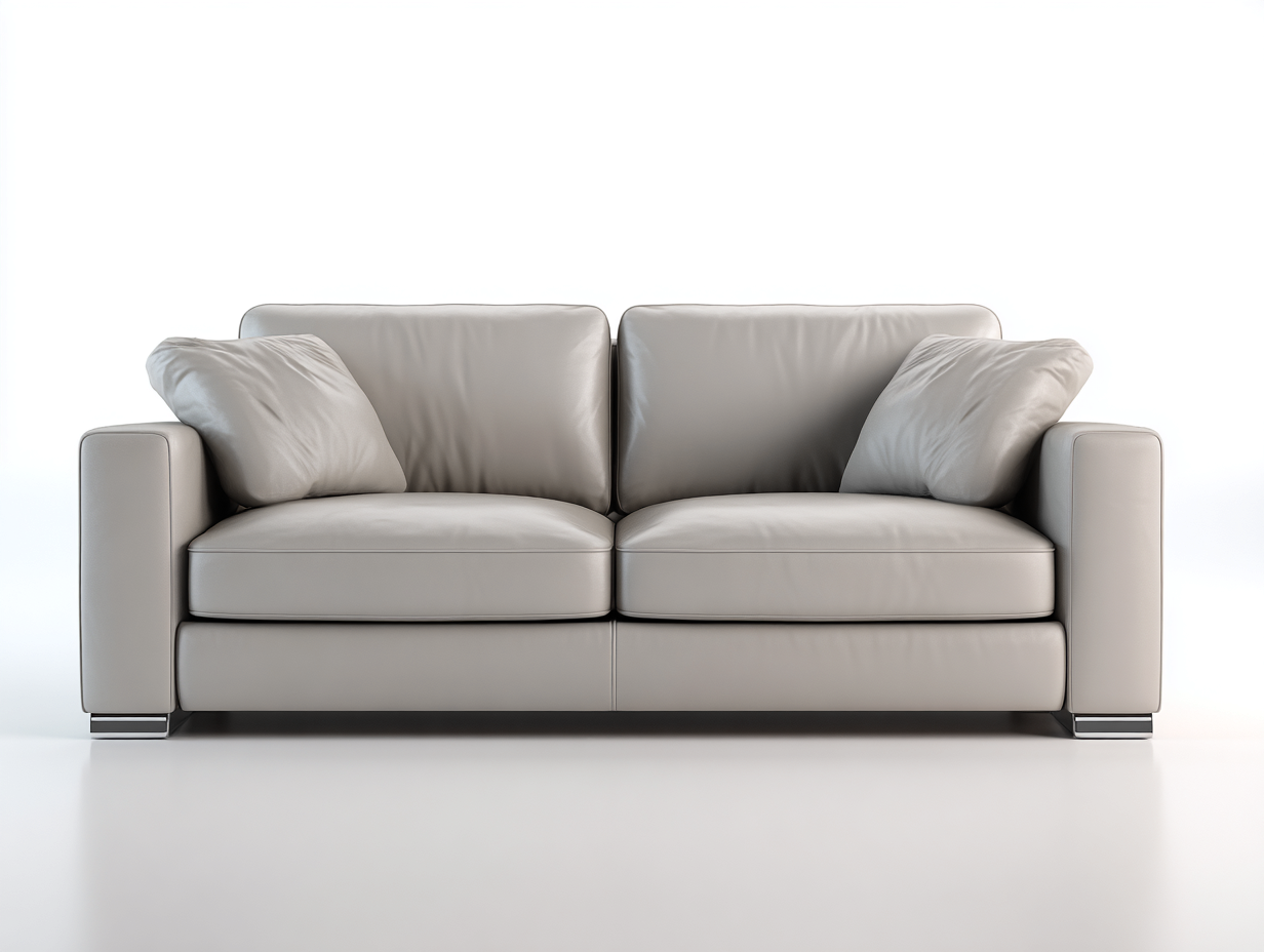 Canapé 2 places en cuir rembourré 170x90x85 cm - beige - style contemporain-Roomuphut