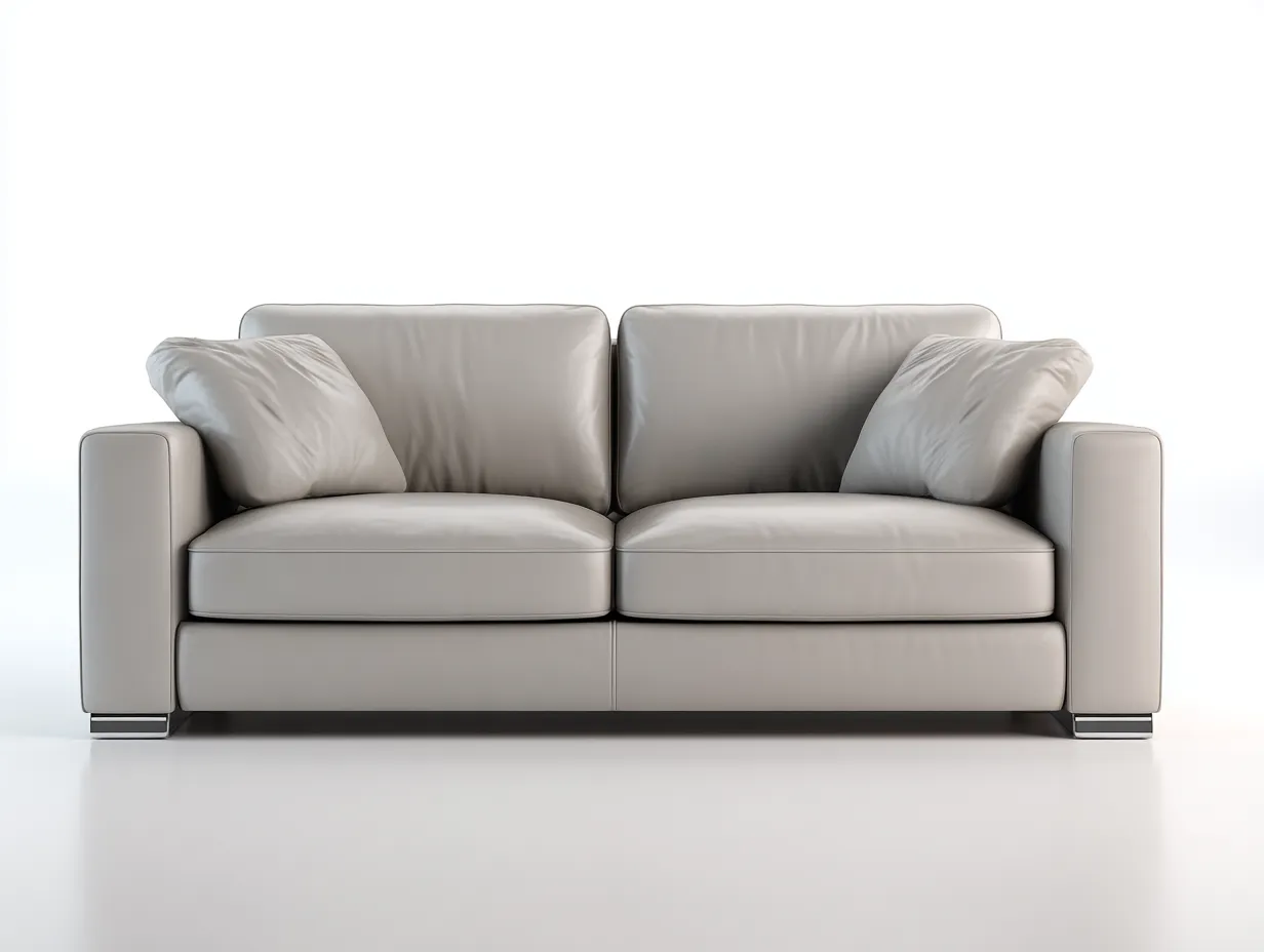 Canapé 2 places en cuir rembourré 170x90x85 cm - beige - style contemporain-Roomuphut