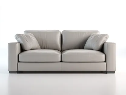 Canapé 2 places en cuir rembourré 170x90x85 cm - beige - style contemporain-Roomuphut