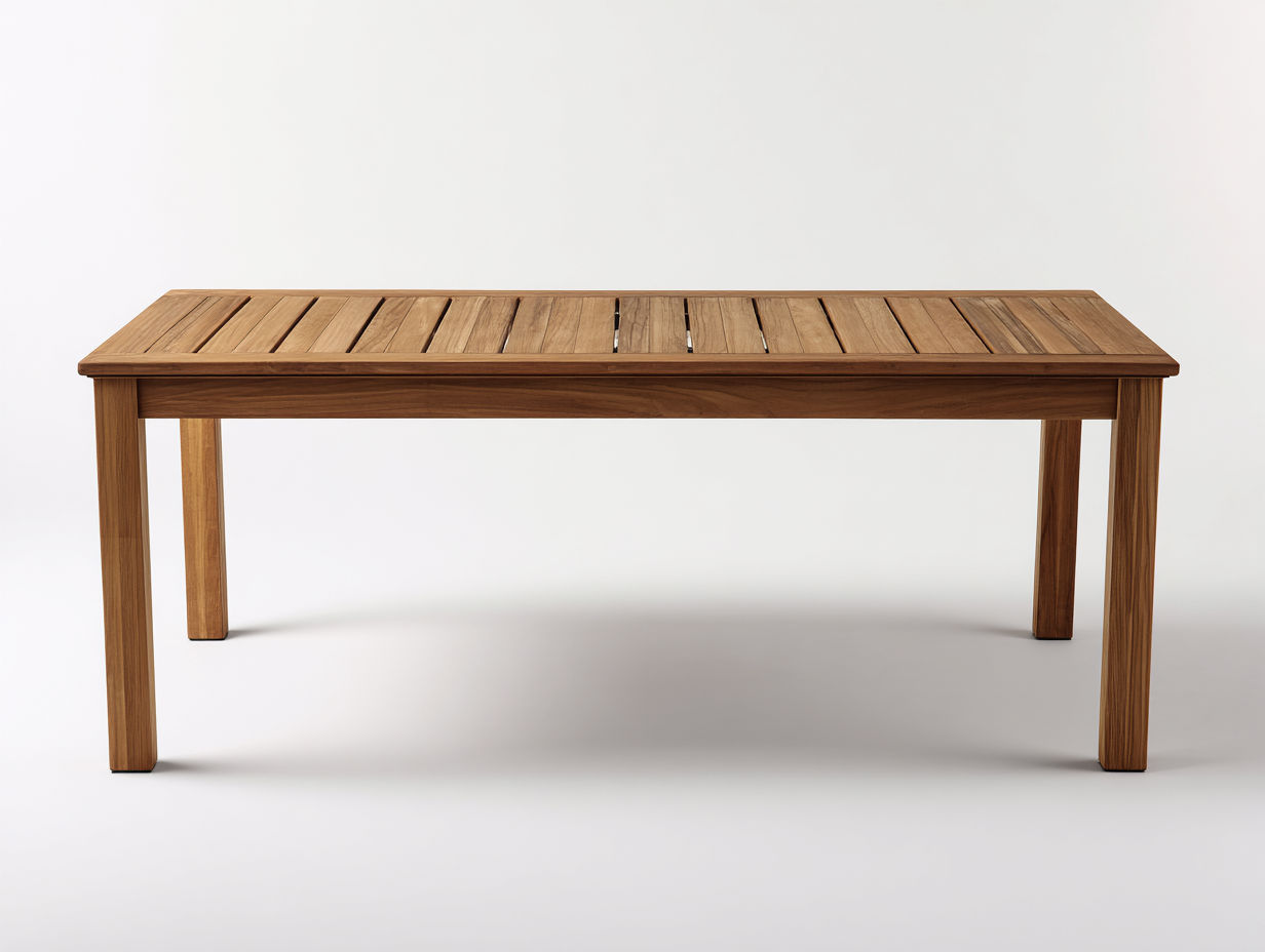 Table de jardin rectangulaire en bois 180x90x75 cm - bois naturel - style classique pour extérieur-Roomuphut