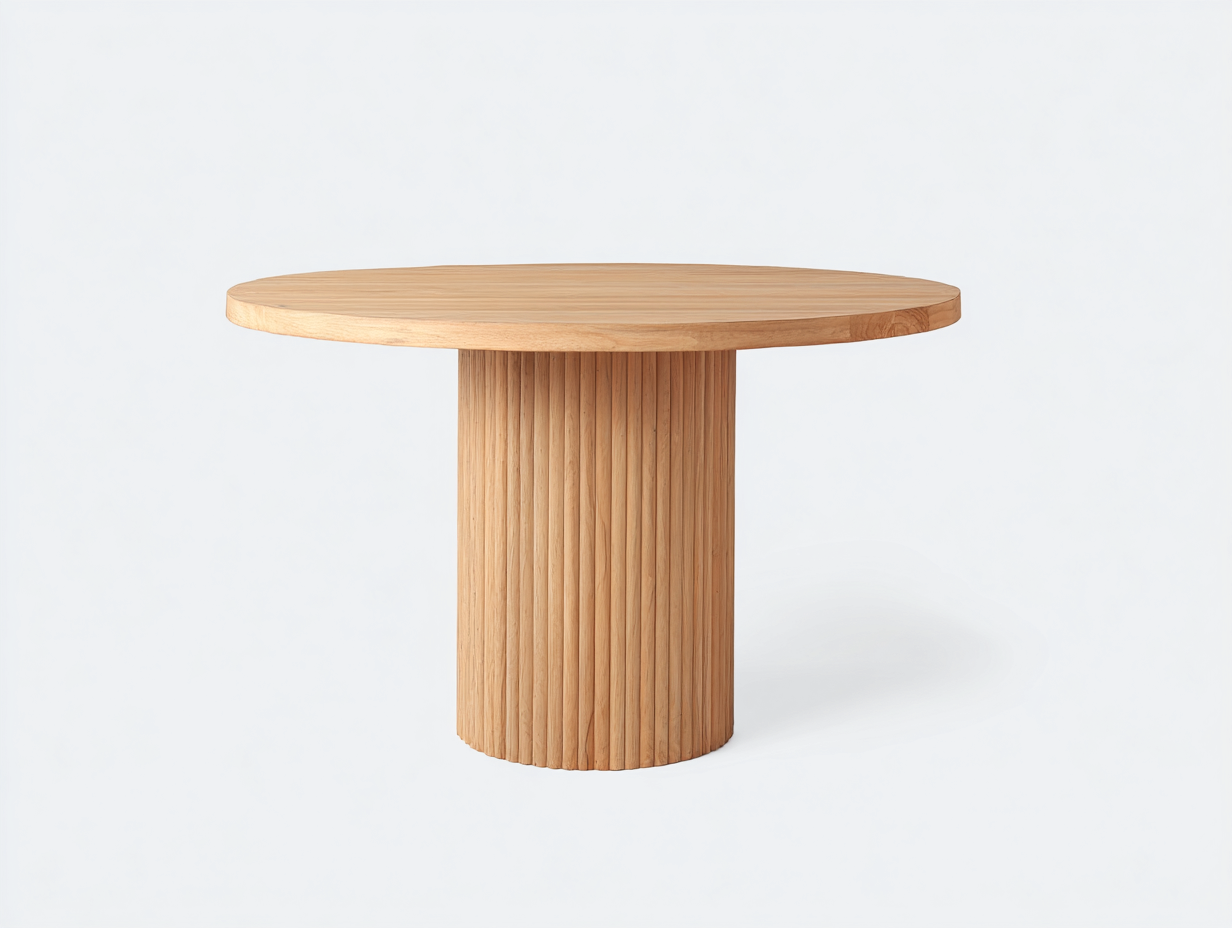 Table de jardin ronde en bois 120x120x75 cm - bois naturel - design moderne pour extérieur-Roomuphut