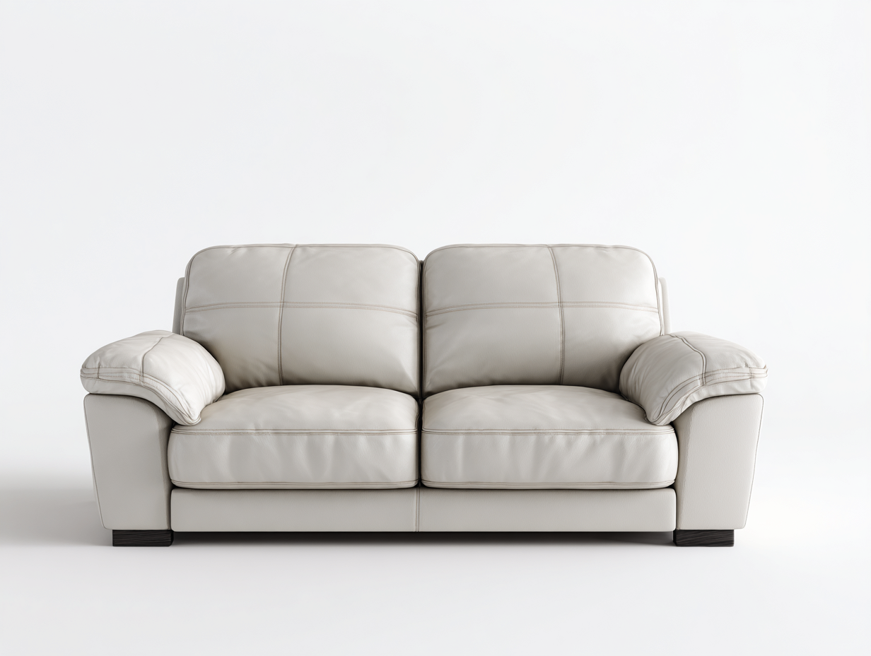 Canapé 2 places en cuir 135x85x78 cm - beige - style contemporain pour salon-Roomuphut