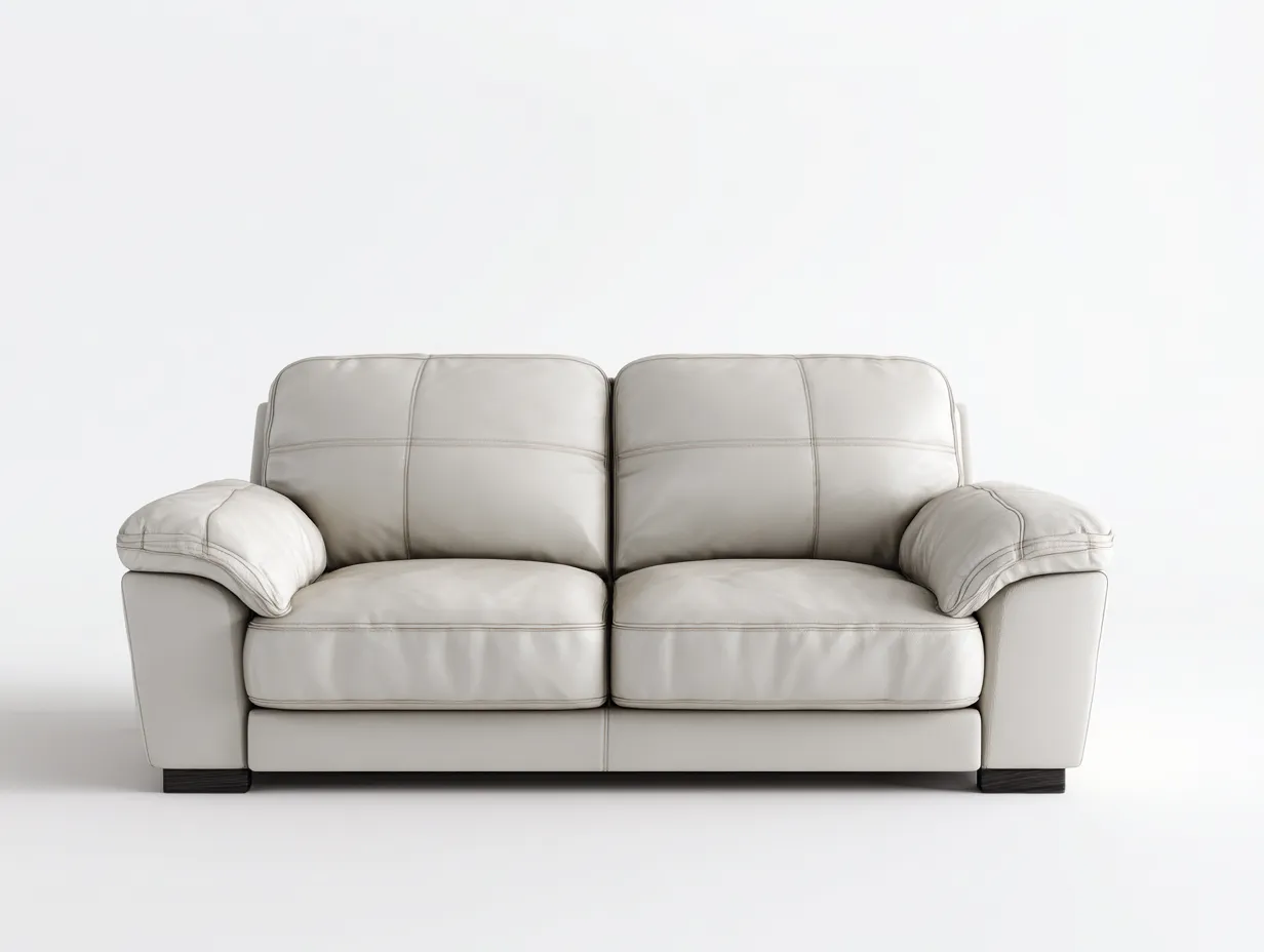 Canapé 2 places en cuir 135x85x78 cm - beige - style contemporain pour salon-Roomuphut