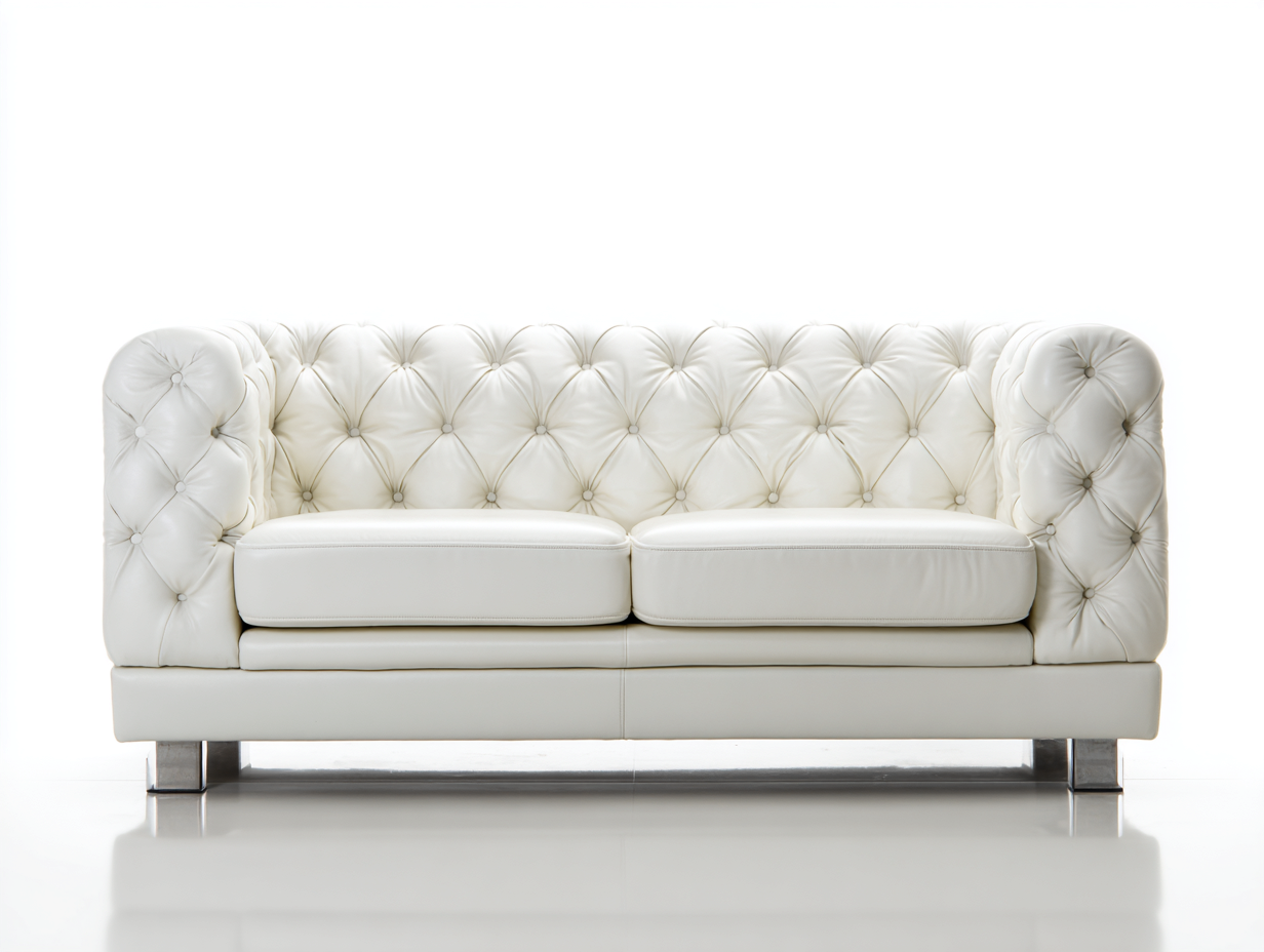 Canapé 2 places en cuir capitonné 180x90x85 cm - blanc - style classique élégant-Roomuphut