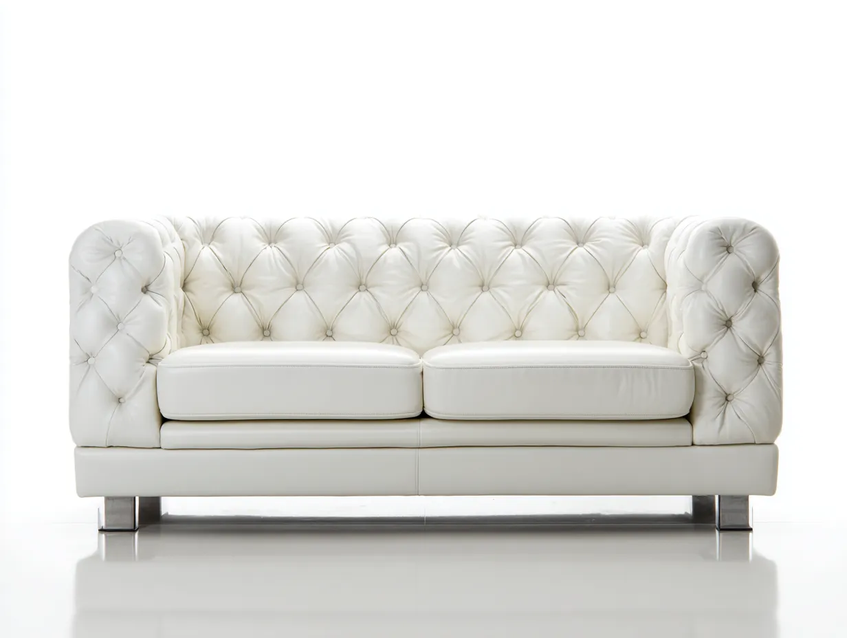 Canapé 2 places en cuir capitonné 180x90x85 cm - blanc - style classique élégant-Roomuphut