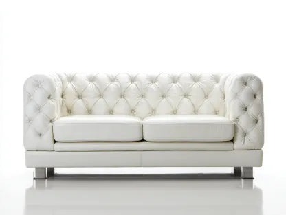 Canapé 2 places en cuir capitonné 180x90x85 cm - blanc - style classique élégant-Roomuphut