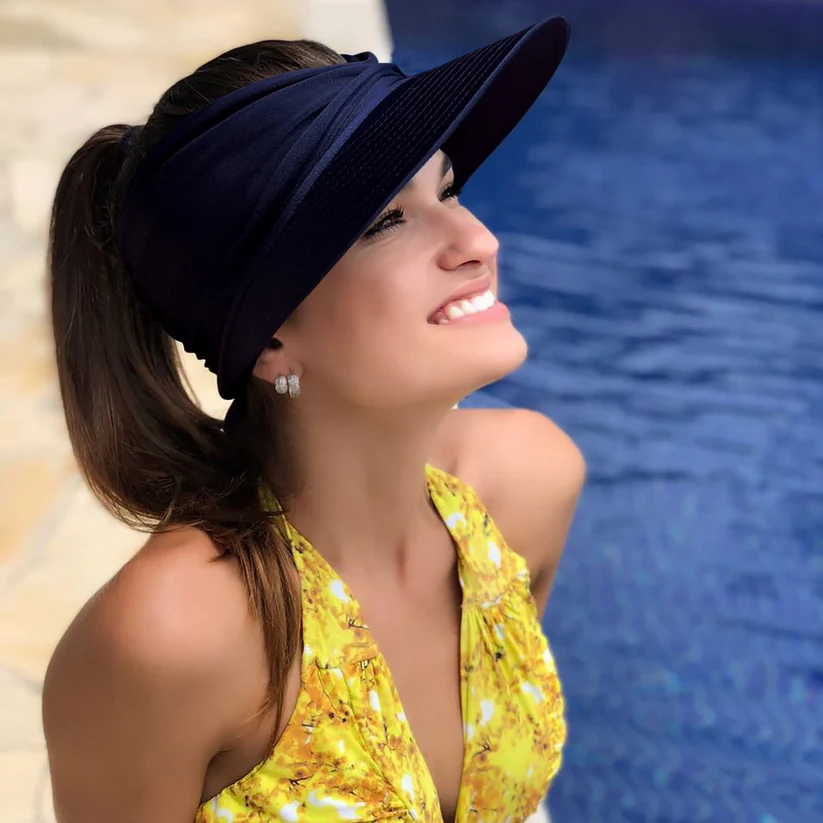 Womens Sun Visor Hat Wide Brim Summer Sun Hats UPF 50+ UV Protection Beach Hats Foldable Golf Visor for Women