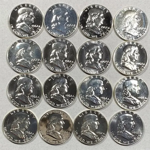 1948-1963(16Pcs) Franklin Half Dollars CHOICE-GEM