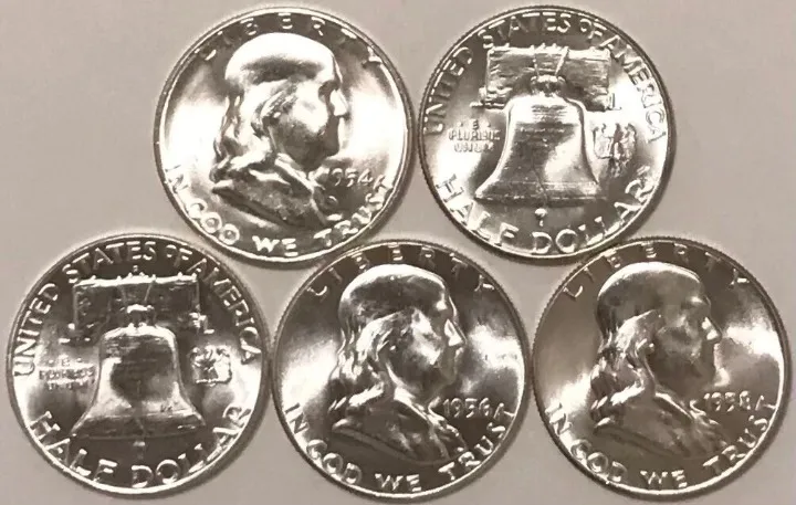 1948-1963(16Pcs) Franklin Half Dollars CHOICE-GEM