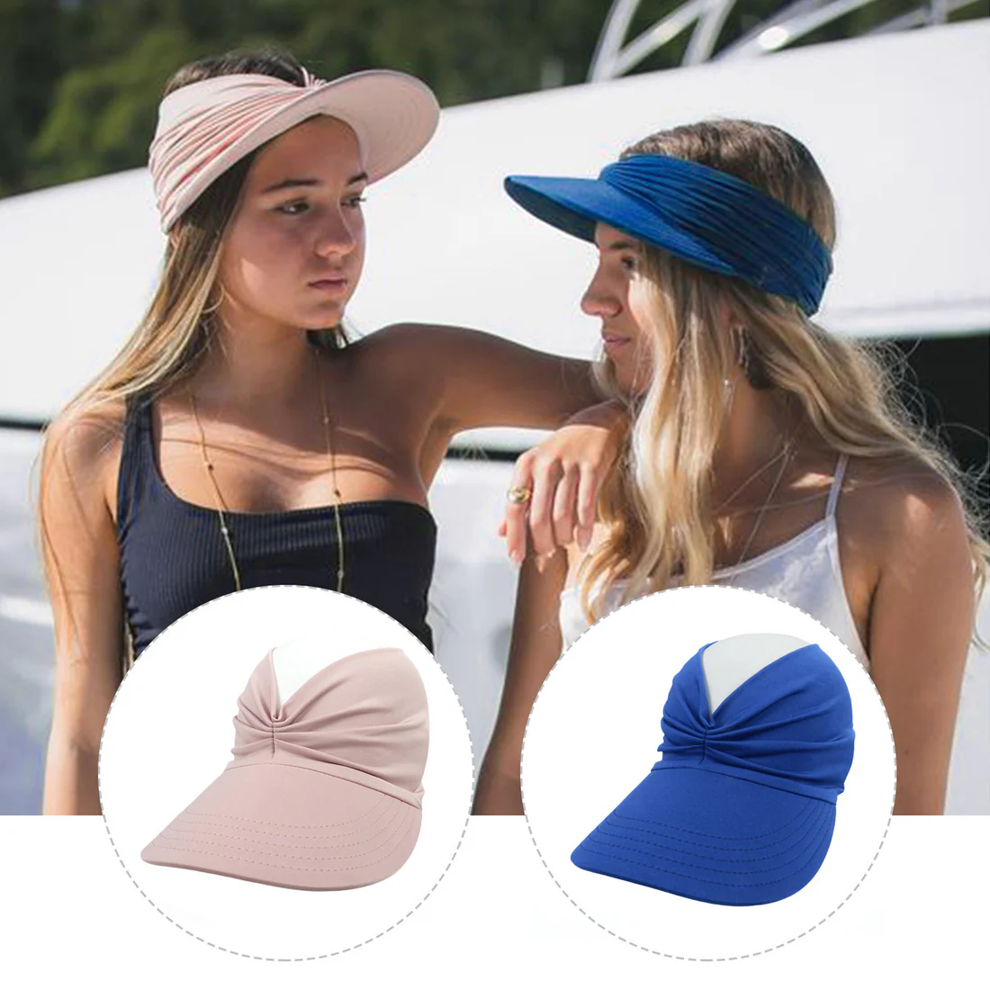 Womens Sun Visor Hat Wide Brim Summer Sun Hats UPF 50+ UV Protection Beach Hats Foldable Golf Visor for Women